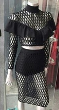 Two Piece Netted ClubWear Outfit Black New L