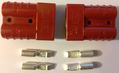 ANDERSON POWER PRODUCTS Authentic Anderson SB50 Connector Kit Red 6 AWG 2 Pack 2 Connectors + 4 Contact
