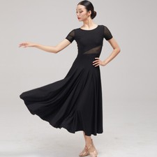 NEW Latin Ballroom Dance Dress Modern Salsa Waltz Standard Long Dress Q167 Black