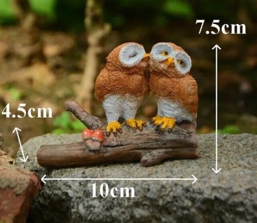 Owl Couple Bird Statue Fairy Sculpture Tabletop Figurine Home Decor Gifts - Picture 3 of 5