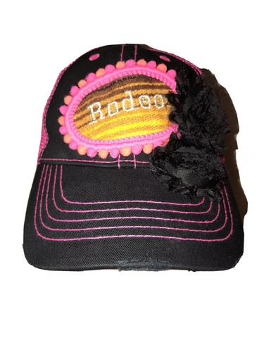 Berretto boutique maglia retro donna rodeo serape con fiori neri rosa e nero - Foto 3 di 10