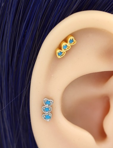 20g Blue Turquoise Ear Climber Helix Conch Ring Ball Bar Stud Piercing Earring - Picture 19 of 117