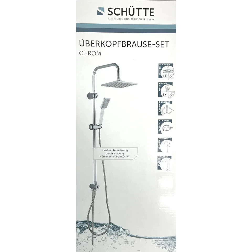 Schütte Überkopfbrause Set Chrom Duschbrause Regenbrause Duscharmatur Duschset - Bild 3 von 4