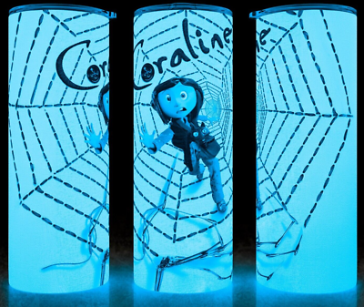 Glow In The Dark Coraline Cartoon Halloween Tumbler – 20oz Insulated Mug With Lid & Straw