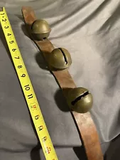 Antique String LARGE Oversized Bronze Sleigh Carriage Harness Bells