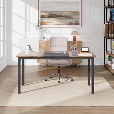 63 Inch Computer Gaming Desk Large Dining Desk Office Desk with Metal Frame