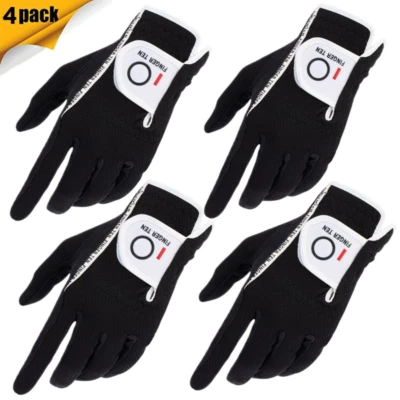FINGER TEN Golf Gloves Men Left Hand Right Rain Grip Weathersof 4 Pack Flexible Durable