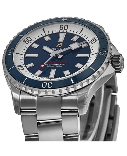 New Breitling Superocean Automatic 42 Blue Dial Steel Men's Watch A17375E71C1A1 - Afbeelding 2 van 4