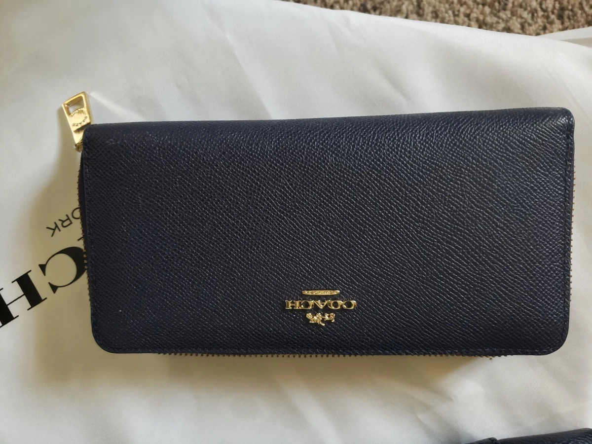 COACH card wallet midnight blue pebbled leather. Kept in box and cleaned