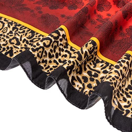 Long Scarf for Women Silk Like Floral Large Scarf Lightweight Red Leopard - Picture 6 of 7