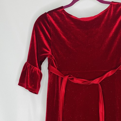 Girl’s Bonnie Jean Scarlett Santa Dress Red Glitter Velvet Faux Fur Size 16 - Picture 9 of 14