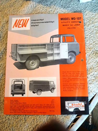 VTG 1958 ADV Willys Utility Vehicles Jeep Service Bodys Stahl - Picture 2 of 4