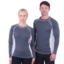 Sharkskin Unisex Rapid Dry Rash Guard Long Sleeve 2XL Scuba Snorkel Surf Gry/Wht