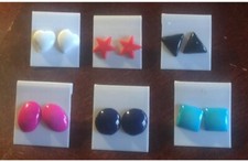 Color Fashion Earrings Plastic Non-metallic Hypoallergenic Beautiful LOT OF 6