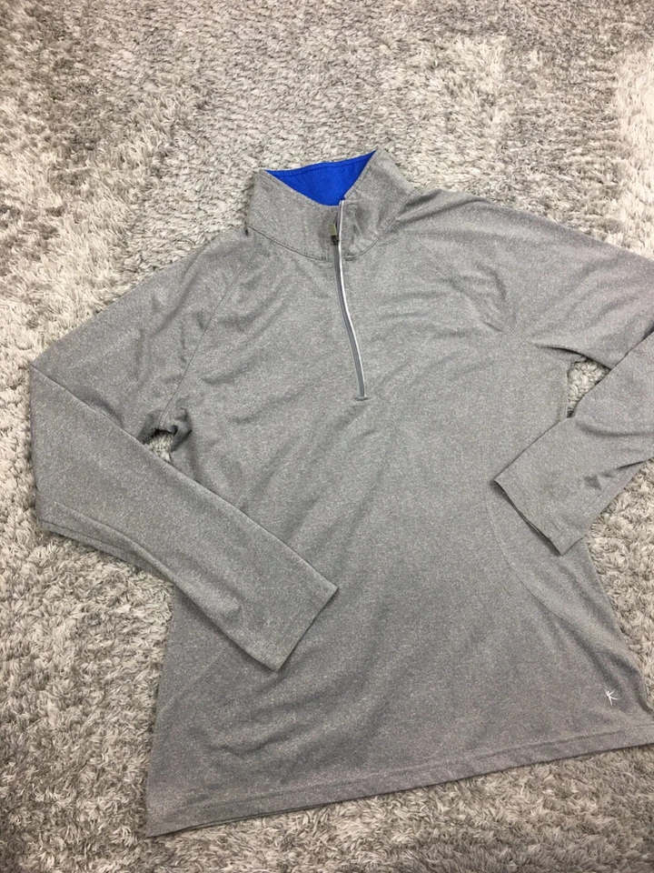 Пуловер женский Danskin 1/4 на молнии размер большой полуоблегающий серый синий эластичный активный - Изображение 3 из 4