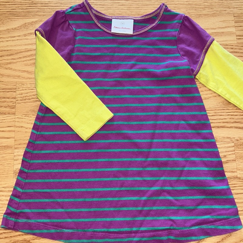 Hanna Andersson Purple Stripes Long Sleeve Dress 80