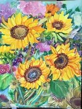 SUNFLOWERS 3.Original Watercolor Painting