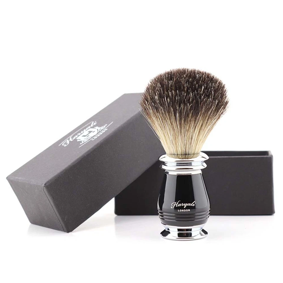 HARYALI LONDON Perfect Men Rasierpinsel Pure Black Dachshaar Borsten für Haus & Friseur Rasur