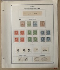 ARGENTINA 1858-61, AZORES Fournier Forgery original album page - stamps cancels
