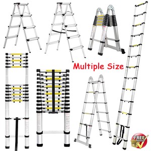 Heavy-Duty-Aluminum-Telescoping-Ladder-Loft-Folding-Extension-Step-Multi-Size-US