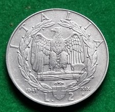 MONETA COIN REGNO D'ITALIA RE VITTORIO EMANUELE III° DUE 2 LIRE 1941 XIX°-E.F.