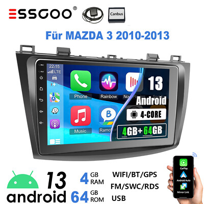 Für Mazda 3 BL 2010-2013 9'' Android 13 4+64G Autoradio Carplay GPS Navi RDS WIFI