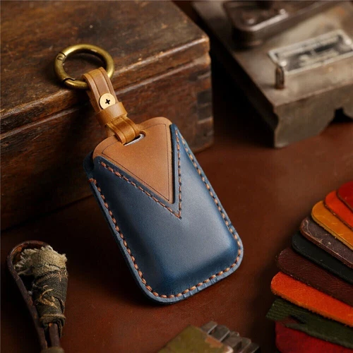 Leather Car Key Fob Case Cover Holder For Land Rover Range Rover Defender Jaguar - Bild 16 von 20