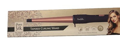 Pure Silk Tapered Curling Wand Ceramic Heat Curls in Minutes Spa Therapy NEW