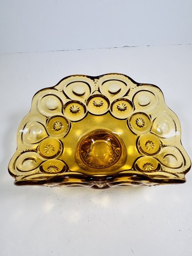 Vintage Amber Glass Footed Candy Compote Dish Bowl Center Piece 9" - Picture 3 of 10
