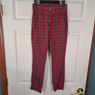 Hollister Pants Women's Size XS Red Black Plaid Pockets School