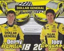 2012 DENNY HAMLIN / JOEY LOGANO "DOLLAR GENERAL" NASCAR NATIONWIDE POSTCARD 