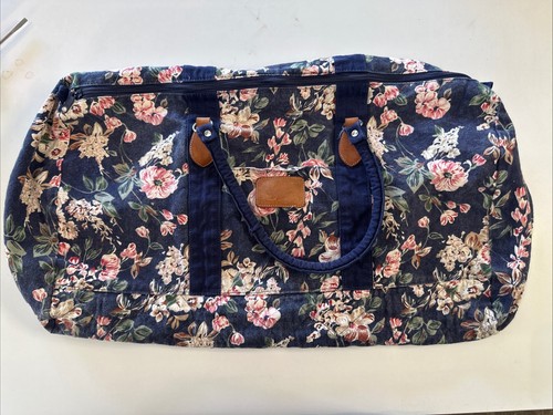 Vintage 90er Canvas Seesack Blumen groß Reise Weekender Markenlos