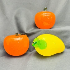 Art Glass Vegetables 3 Pieces Two Fruit Oranges and One Yellow Mango