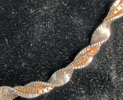 925 Sterling Silver Two Tone Twisted Flat & Box Combo 18'' Chain Necklace 15.2g.
