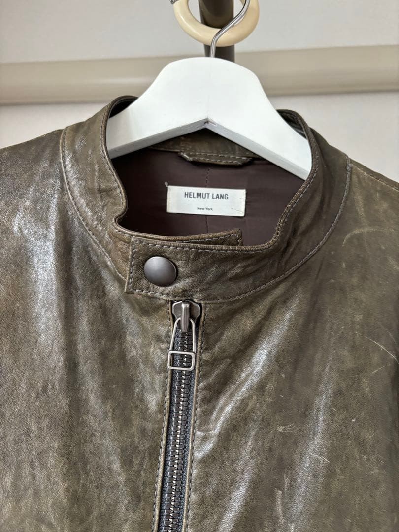 helmut lang leather jacket ash green Good Rare 2604TK image 3