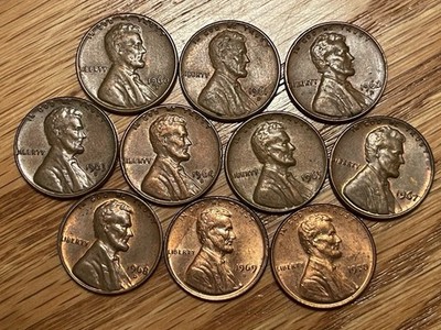 Lot of 10 Different Lincoln Cents, 1959-1970, Many AU/UNC #1 - Combined Shipping