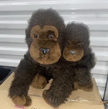 Vintage  Mama And Baby  1982 Dakin Stuffed Animal - Mom Gorilla W Removable baby
