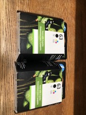 2 HP 63 Black and Tri-Color Ink Cartridge 2 Pack L0R46AN 140 