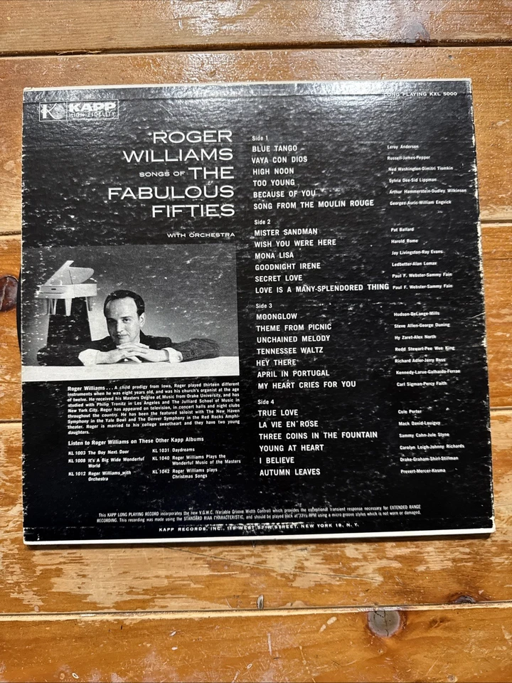 Roger Williams "Songs of the Fabulous Fifties" 2 LP's KXL5000 Mono Vinyl - Imagem 2 de 4