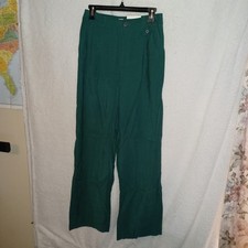 A New Day Women Sz 2R High-Rise Wide Leg Pleated Front Trousers Pants Green EN 