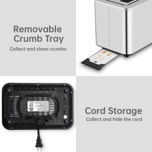 Toaster 2 Slice, Touch Control Screen, Smart Stainless Toaster, 6 Shade Setti... - Picture 5 of 7