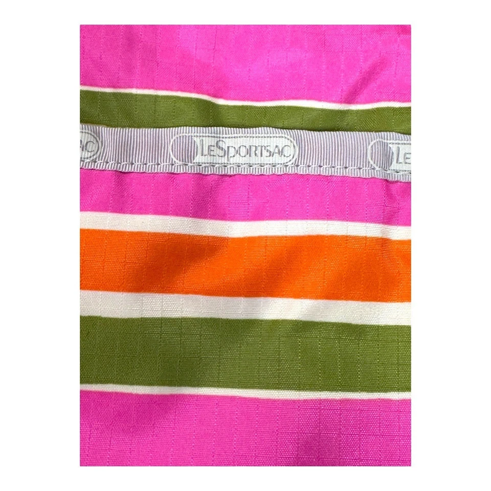 LeSportsac Womens Striped Shoulder Bag Orange Pink Green Bahia Crossbody Nylon - Image 2 of 4