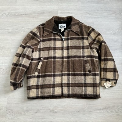 Vtg Woolrich 100% Wool Hunting Coat Long Jacket Brown Sherpa Lined