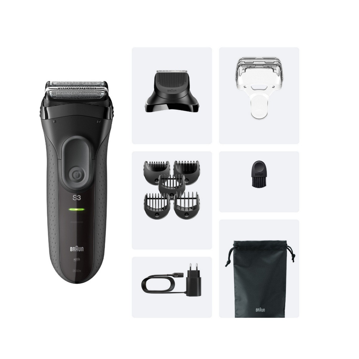 Braun rasoir électrique 3000BT anti irritation cutanée pour peau sensible homme