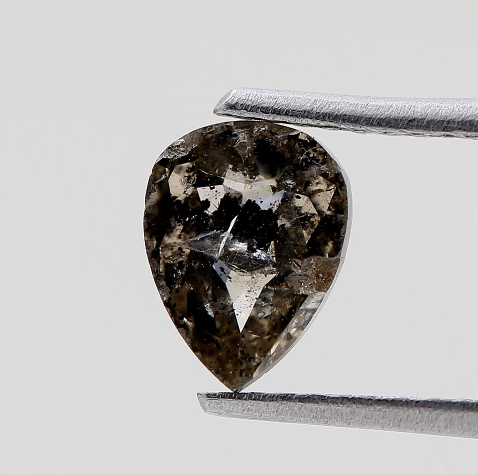 PEAR SHAPE SALT PEPPER COLOR DIAMOND 1+CT ROSE CUT DIAMOND FANCY NATURAL DIAMOND - Image 2 of 4