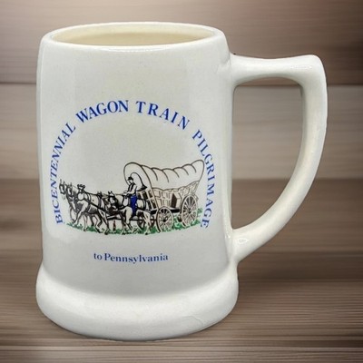 VINTAGE zweihundertjähriger Wagen Zug Pilgerfahrt Pennsylvania Becher Stein