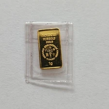 1 gram gold bar Heraeus Hanau fine gold vintage gold Or Oro Goud