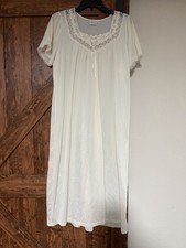 Vintage Adonna Women Nightgown Off White, Lace trim Granny Or Cottage Core L