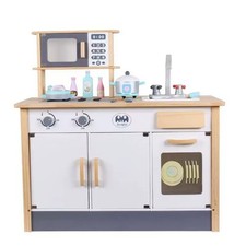 Wooden Play Kitchen Pretend Kids Kitchen Play Set Safe for Playroom, Bedroom