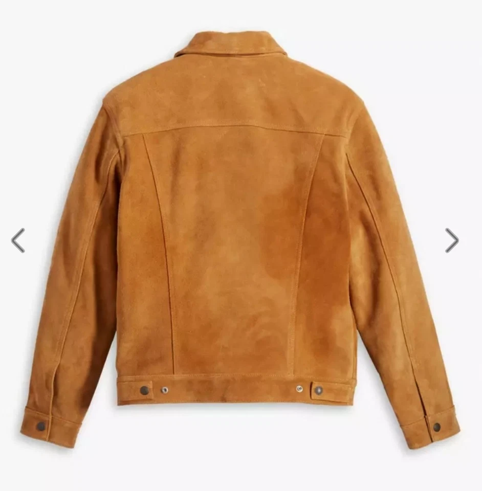 NWT Men's Levi's Highland Suede Trucker Jacket A58280000 Brown Rigid Size S $495 - Image 4 of 4